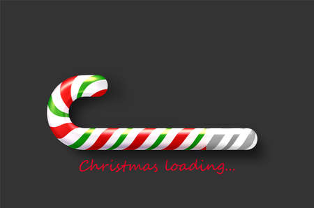Candy cane Christmas loading bar on black background. Vector holiday illustration.のイラスト素材
