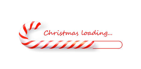 Candy cane Christmas loading bar on white background. Vector holiday illustration.のイラスト素材