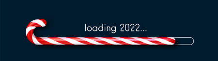 Candy cane Christmas loading 2022 bar on black background. Vector holiday illustration.のイラスト素材