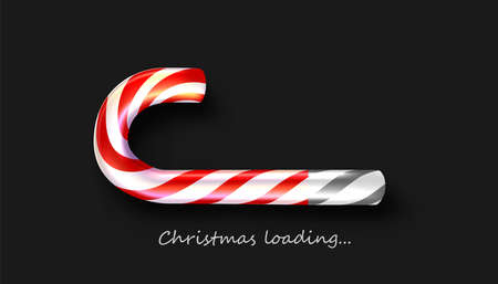 Candy cane Christmas loading bar on black background. Vector holiday illustration.のイラスト素材