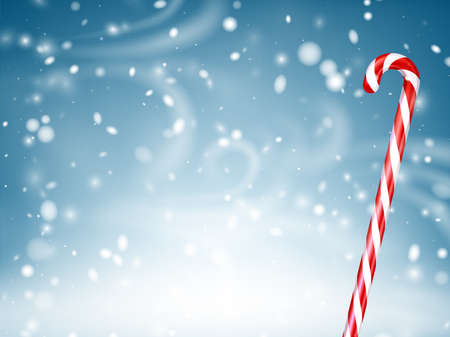 Christmas candy canes on snowy background. Vector holiday illustration.のイラスト素材