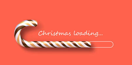 Candy cane Christmas loading bar on red background. Vector holiday illustration.のイラスト素材