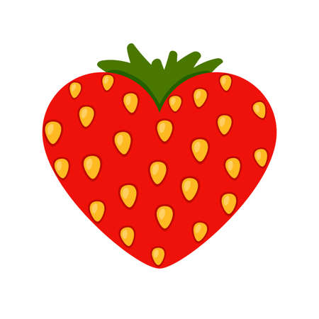 Red heart shape isolated strawberry on white background. vector illustration.のイラスト素材