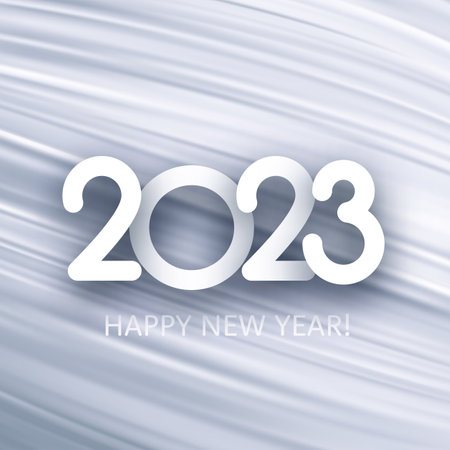 2023 sign on grey brush strokes background.