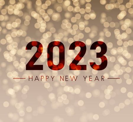 2023 red sign on fogged glass. Yellow bokeh background.のイラスト素材