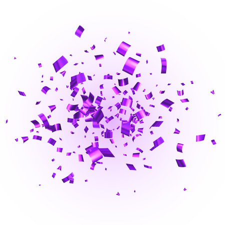 Violet cut out foil ribbon confetti background. Design element for web, cards, flyers, invitations. Vector illustration.のイラスト素材