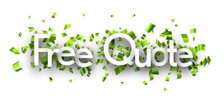Free quote sign with green cut out foil ribbon confetti background. Design element. Vector illustration.のイラスト素材