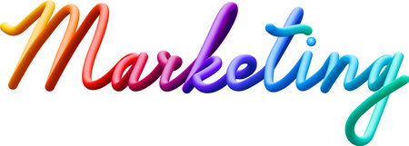 Marketing fluid text with dynamic curved lines made of blended colorful circles. Vector illustration.のイラスト素材