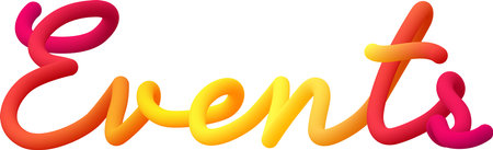 Events fluid text with dynamic curved lines made of blended colorful circles. Vector illustration.のイラスト素材