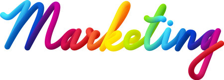 Marketing fluid text with dynamic curved lines made of blended colorful circles. Vector illustration.のイラスト素材