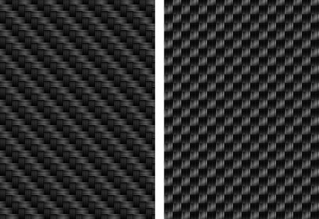 Variants of realistic detailed close up carbon fiber texture. Vector illustration.のイラスト素材