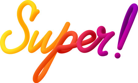 Super fluid text with dynamic curved lines made of blended colorful circles. Vector illustration.のイラスト素材