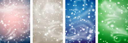 Set of winter vertical cards. Christmas snowy background with place for text and. Vector illustration.のイラスト素材