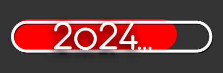 2024 New Year red rounded loading bar on grey background. Start new year 2024 with goal plan, new...
