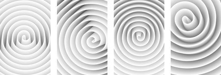 Set of paper mockup cards with white spiral 3d shapes. Made for invitation, web pages, apps, party flyer, simple web design. Vector illustration.のイラスト素材