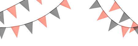 Black Friday sale colorful bunting garlands with flags made of shredded pieces of fabric. Decorative multicolored party pennants for festival, party celebration. Holiday background with hanging flags. Vector illustration.のイラスト素材
