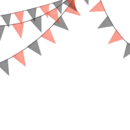 Black Friday sale colorful bunting garlands with flags made of shredded pieces of fabric. Decorative multicolored party pennants for festival, party celebration. Holiday background with hanging flags. Vector illustration.のイラスト素材