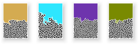 Set of paper cards with textured Turing pattern design and rough contrast reaction diffusion lines. Trendy banner, flier, invitation, booklet. Vector illustrationのイラスト素材