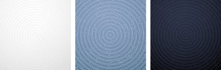 Set of blue and grey abstract backgrounds with embossed rough concentric circles. Minimal geometric cardboard design. Vector illustrationのイラスト素材