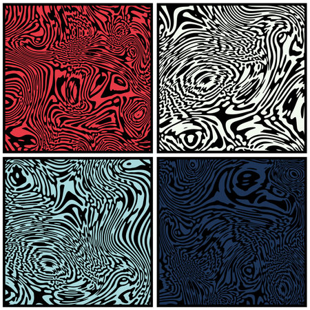 Vintage contrast abstract poster design with detailed realistic optical interference and liquid rippled effect. Illusion of movement. Vector illustrationのイラスト素材