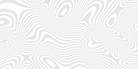 Grey and white contrast abstract poster design with optical interference effect. Illusion of movement for banner, flier, invitation, cover, business card. Vector illustrationのイラスト素材