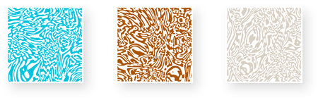 Set of paper cards with liquid design and rippled contrast curve lines. Psychedelic banner, flier, invitation, booklet. Vector illustrationのイラスト素材
