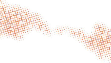 Banner with Halftone trendy peach fuzz color pattern. Abstract background for flier, poster, invitation card. Vector illustrationのイラスト素材