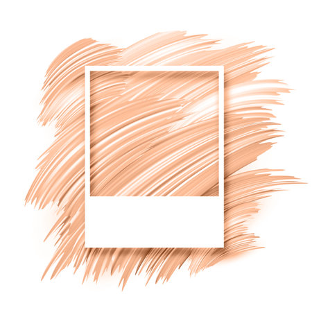 Vintage picture memory card on peach fuzz color brush strokes. Abstract background for flier, poster. Vector illustrationのイラスト素材