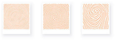 Set of picture cards with spiral maze pattern, peach fuzz reaction diffusion ornament. Abstract poster design for banner, flier, invitation card. Vector illustrationのイラスト素材