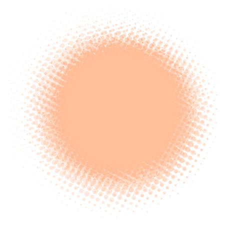 Dot peach fuzz color halftone round circle gradient. Sun texture background, stipple dot pattern. Vector illustrationのイラスト素材