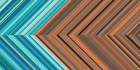 Detailed striped dual geometric pattern composed of big amount of thin brown and blue stripes. Vector textured illustrationのイラスト素材