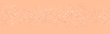 Communication social mesh banner. Network polygonal trendy peach fuzz color background. Vector illustration.のイラスト素材