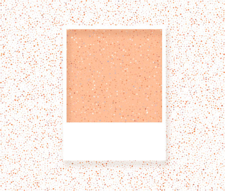 Vintage picture memory card on peach fuzz color grainy stipple particles. Abstract background for flier, poster. Vector illustrationのイラスト素材