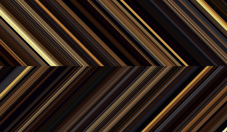 Harmonious detailed striped geometric pattern composed of big amount of thin golden and brown stripes. Vector textured illustrationのイラスト素材