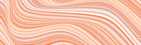 Detailed peach fuzz striped wavy pattern composed of big amount of thin peach and orange stripes. Vector textured illustrationのイラスト素材