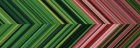 Detailed striped dual geometric pattern composed of big amount of thin green and pink stripes. Vector textured illustrationのイラスト素材