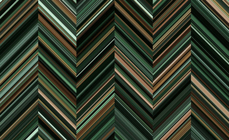 Harmonious detailed striped geometric pattern composed of big amount of thin green and brown stripes. Vector textured illustrationのイラスト素材