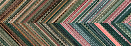 Detailed striped dual geometric pattern composed of big amount of thin green, pink and brown stripes. Vector textured illustrationのイラスト素材