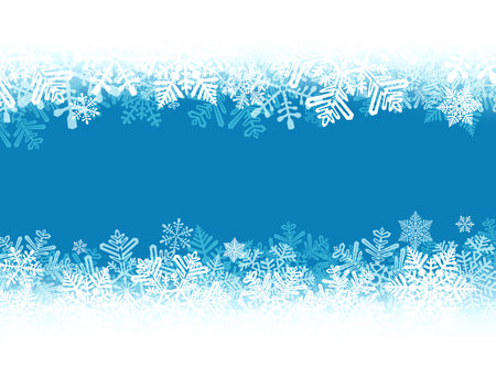 White and blue rough snow banner with beautiful snowflakes. Merry Christmas and Happy New Year greeting card. Vector illustrationのイラスト素材