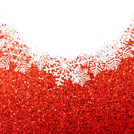 White rough snow background on red textured surface with glittering effect. Merry Christmas and Happy New Year greeting card. Vector illustrationのイラスト素材