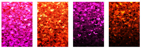 Colorful magic backgrounds with glittering heart shapes. Happy Valentine's day banner or letter template. Vector illustrationのイラスト素材