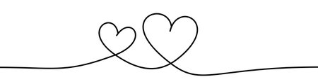 Line art featuring two hearts entwined in a wavy pattern. Valentine's day card or banner or letter template. Vector illustrationのイラスト素材