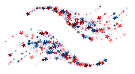 A lively swirl of red and blue stars creates an engaging pattern that evokes American pride and celebratory spirit.のイラスト素材