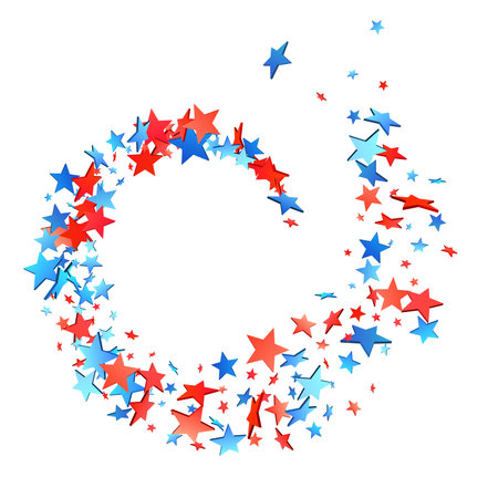 A lively swirl of red and blue stars creates an engaging pattern that evokes American pride and celebratory spirit.のイラスト素材