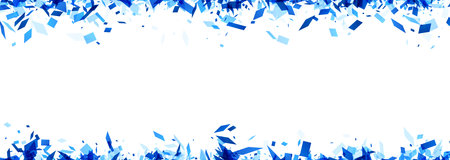 A captivating cascade of blue fragments against a white backdrop, creating an illusion of a cool, icy shower.のイラスト素材