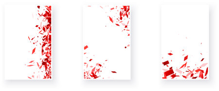 A modern and dynamic set of backgrounds with a red crystal shatter effect, conveying movement and the impact of an energetic burst, suitable for bold and powerful messaging.のイラスト素材