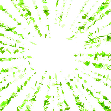 A symmetrical burst of vibrant green crystal shards from the center, depicting a powerful and energetic release, ideal for themes of innovation and natural vitality.のイラスト素材