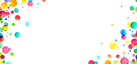 A playful dance of colorful bubbles fills the frame, creating a joyful and vibrant scene that exudes a festive and lighthearted mood.のイラスト素材
