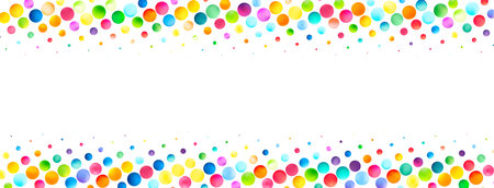 A banner-friendly composition with a rich collection of colorful bubbles across a clear white background, providing a cheerful and dynamic border.のイラスト素材