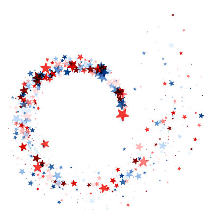 A lively swirl of red and blue stars creates an engaging pattern that evokes American pride and celebratory spirit.のイラスト素材